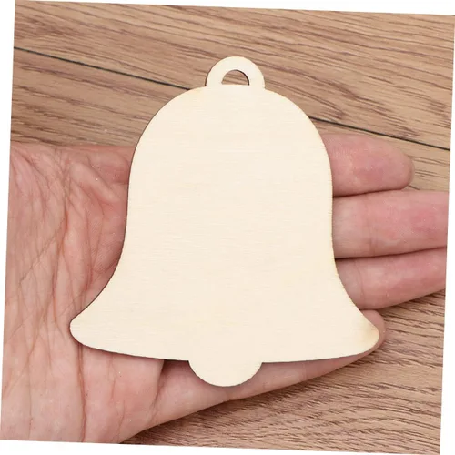 Miniatura 9 de 20 adornos de campana de árbol de Navidad, formas de madera para manualidades, adornos colgantes de madera, adornos colgantes de madera, adornos