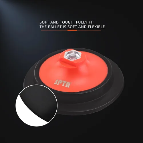Miniatura 8 de SPTA 2 placas de respaldo flexible rotativas RO, almohadilla de respaldo suave de poliuretano de cara de aro y bucle utilizada en pulidora rotativa
