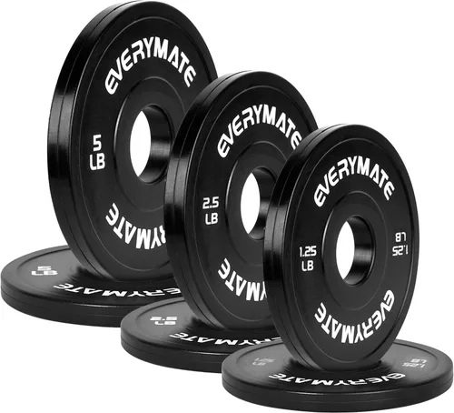 Miniatura 9 de EVERYMATE Juego de placas de peso de cambio negro, 1.25 libras, 2.5 libras, 5 libras, juego de placas olímpicas fraccionarias para entrenamiento