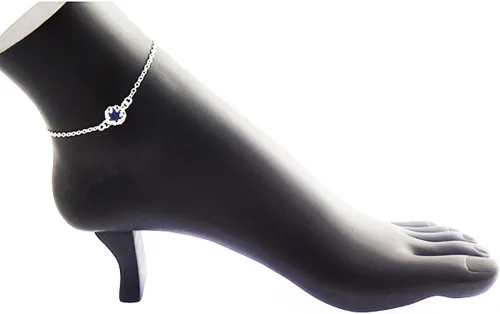 Miniatura 2 de Elegante tobillera azul de plata de ley 925, cadena de pie, Plata de ley Cristal Diamante de imitación