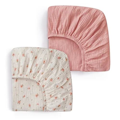 Miniatura 15 de Blissful Diary Sábanas de moisés de muselina para bebés, niñas y niños, de algodón suave bohemio, ajustadas para colchón rectangular ovalado de Sol
