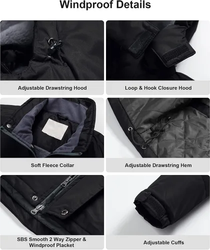 Miniatura 5 de Pursky Chaqueta de esquí impermeable para hombre abrigos de nieve de invierno abrigos de piel con capucha
