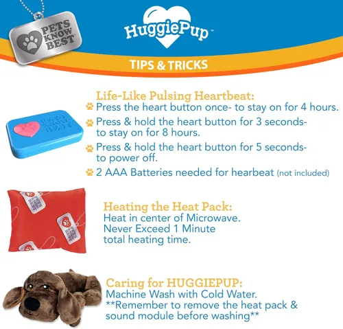 Miniatura 6 de Pets Know Best presents HuggiePup - Juguete de ayuda conductual para cachorros, ideal para entrenamiento de jaulas, latidos cardíacos pulsantes
