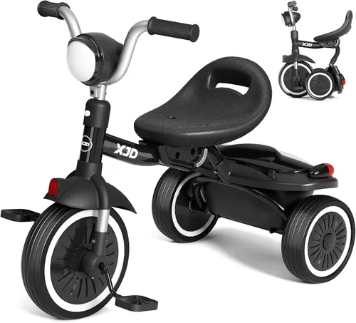 XJD Triciclo para niños pequeños, bicicleta plegable con pedales, triciclo para niños de 2 a 5 años, asiento cómodo ajustable, regalos de Navidad y