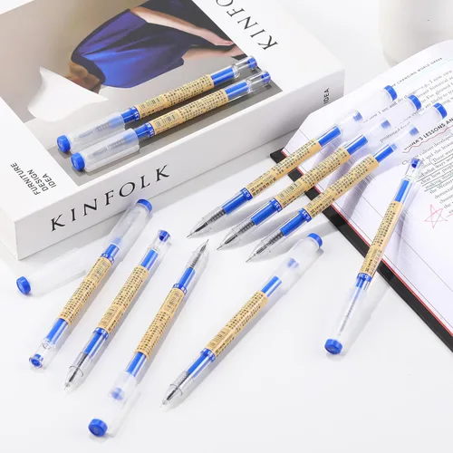 Miniatura 6 de Paquete de 12 bolígrafos de tinta de gel azul, punta extrafina de 0.014 in, papelería de estilo japonés, secado rápido, sin mancha, sin sangrado
