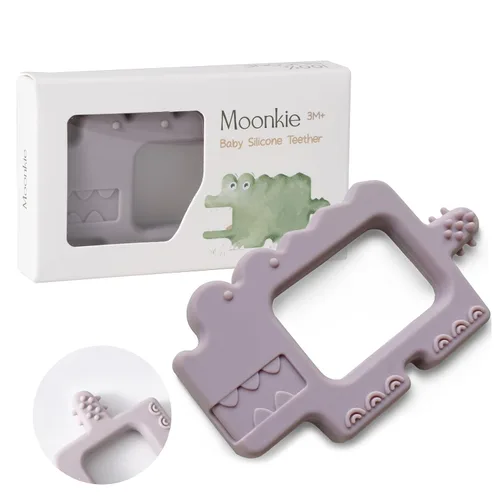 Miniatura 13 de Moonkie Juguete de dentición, mordedores de silicona seguros y fáciles de sostener, sin BPA, cepillo de dientes de bebé de 360° con base de succión