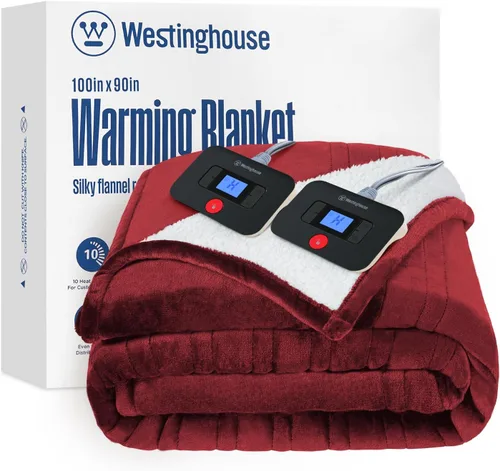 Miniatura 40 de Manta eléctrica con calefacción Westinghouse, manta eléctrica con 6 niveles de calefacción y configuración de tiempo de 2-10 horas, manta eléctrica