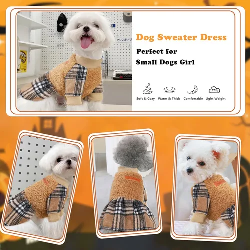 Miniatura 2 de Suéter para perro, ropa de invierno para perros pequeños, niños y niñas, vestido de otoño para cachorros, forro polar cálido, chihuahua, Yorkie