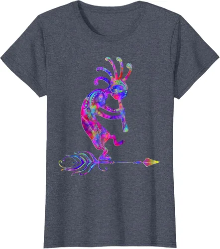 Miniatura 64 de Native American Kokopelli With Feather 2 - Camiseta Fan Fun, Negro, S