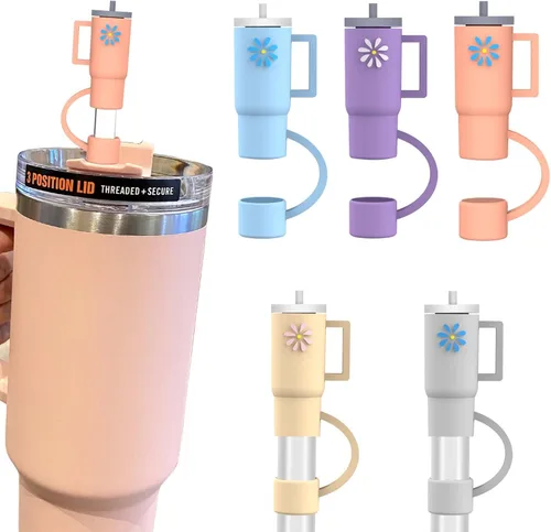 AIERSA 5 piezas de cubiertas de pajita de silicona compatibles con vasos de 30 y 40 onzas, cubiertas de punta de pajita para accesorios de tazas