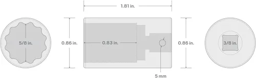 Miniatura 29 de TEKTON Encastre de 3/8 pulgadas x 0.669 in Zócalo de impacto de 12 puntos poco profundo SID12317