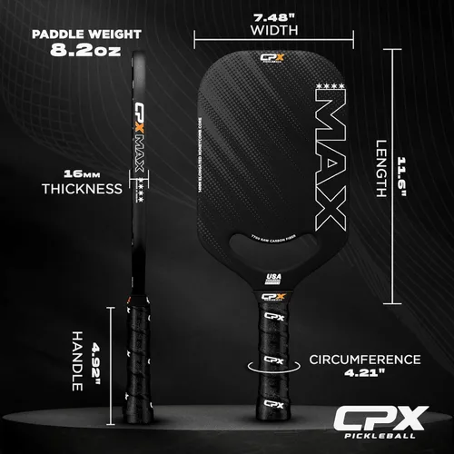 Miniatura 5 de CPX MAX T700 - Raqueta alargada de fibra de carbono cruda, grado profesional Negro series