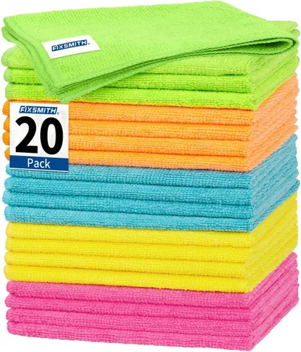 Miniatura 48 de FIXSMITH Paño de limpieza de microfibra, paquete de 12, toallas multifuncionales, tamaño: 12 x 16 pulgadas, trapos altamente absorbentes, sin 3