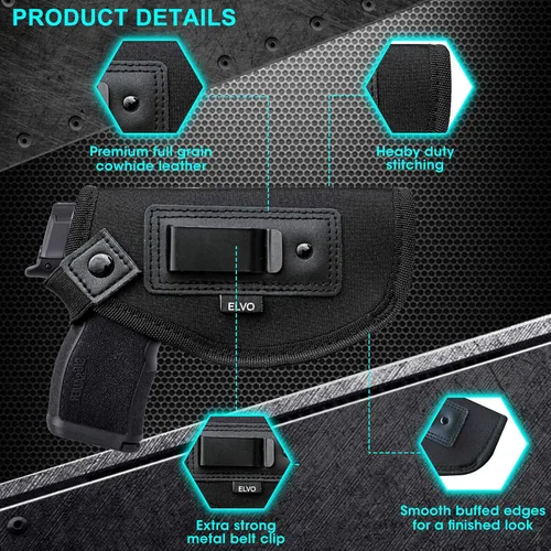 Miniatura 3 de Paquete de 2 fundas universales IWB para pistola para porte oculto, fundas para pistolas dentro de la cintura, se adapta a todas las armas de fuego
