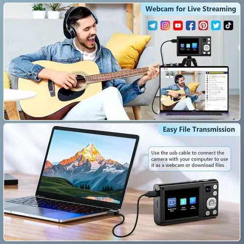 Miniatura 7 de Cámara digital 5K 96MP para fotografía con zoom óptico 6X, cámara de enfoque automático mejorada 2026 para YouTube con doble lente, tarjeta de 64
