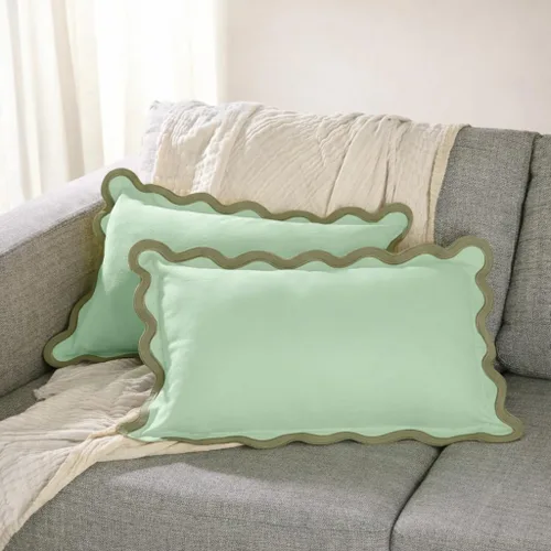 Miniatura 25 de Fundas de almohada Folkulture para sofá o para sala de estar Juego de 2 fundas de almohada (18x18) con diseño boho Fundas de almohada Rubor