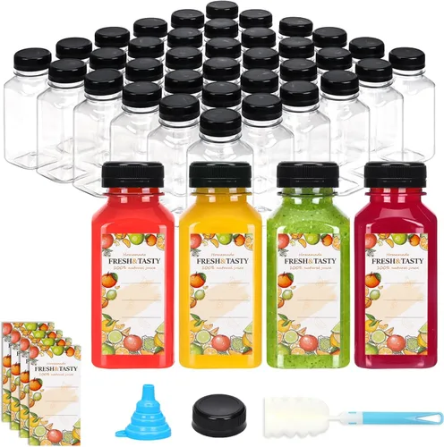 Miniatura 8 de TOMNK 12pcs 2oz Plastic Shot Juice Bottles with Caps, Reusable Clear Bulk Beverage Containers for Ginger Shot, Juice, Milk and Other Beverages