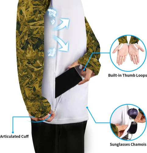 Miniatura 28 de Palmyth - Camiseta de pesca para hombre, con manga larga, protección solar ultravioleta FPU 50+, con bolsillo