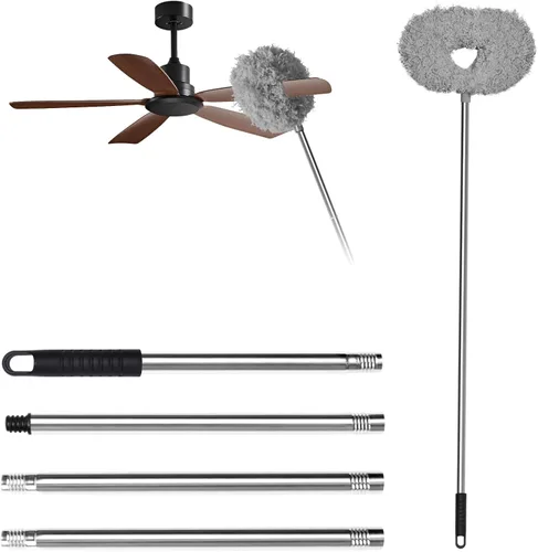 Storystore Plumero para ventilador de techo con poste de extensión, ajustable de 13 a 49.7 pulgadas, limpiador de aspas de ventilador removible