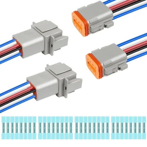 Miniatura 13 de Kit de 6 conectores Deutsch DT de 2 pines negro macho hembra arnés de cableado Deutsch Pigtail de 2 vías impermeable conector eléctrico automotriz