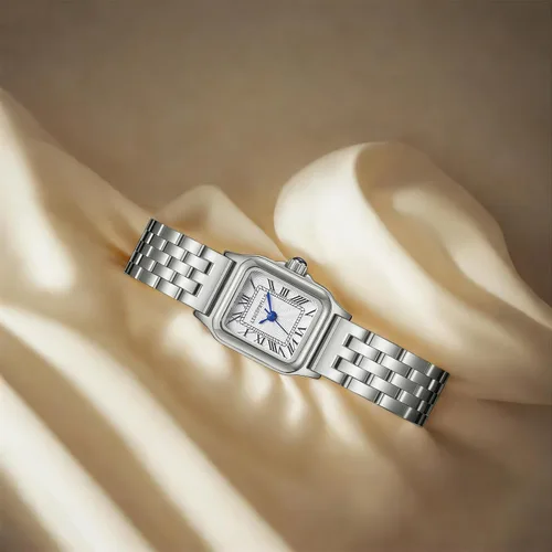 Miniatura 4 de Relojes pequeños de oro para mujer con funda rectangular vintage, esfera romana clásica, banda de acero inoxidable resistente al agua con cadena