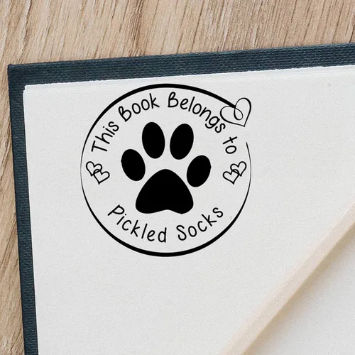 Miniatura 8 de de The Library of Book Stamp – Etiqueta de nombre personalizada para niños autoentintada para libros escolares. Este libro pertenece a un sello