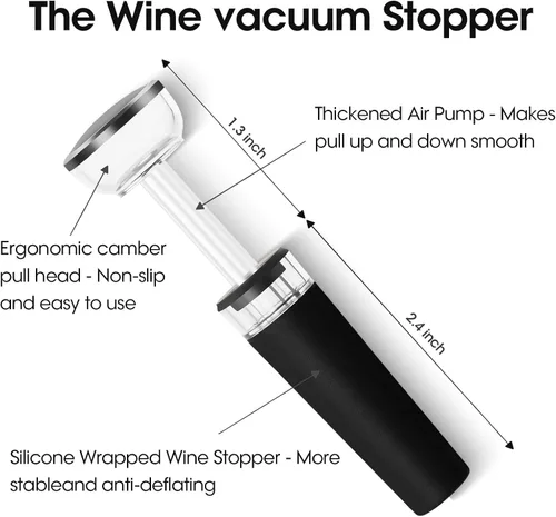 Miniatura 3 de Beneno Abridor de vino con tapón de silicona a prueba de fugas, sacacorchos de ala premium de aleación de zinc con abrebotellas multifuncional