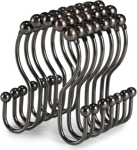Miniatura 17 de Goowin - Ganchos de cortina de ducha, 12 piezas de anillos de cortina de ducha, colgadores de cortina de ducha de acero inoxidable, ganchos de Negro