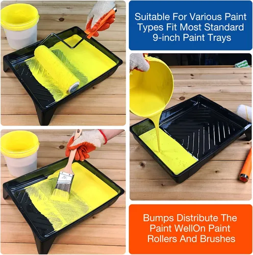 Miniatura 6 de Great Andrew Paquete de 4 Forros para Bandejas de Pintura de 9 Pulgadas, 2 Bandejas de Plástico Resistente con 2 Forros Desechables para Bandejas
