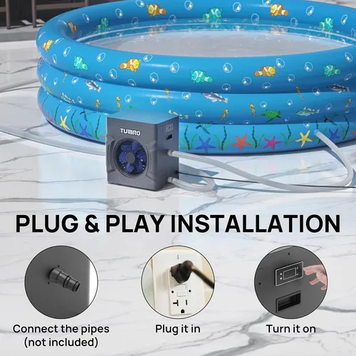 Miniatura 5 de TURBRO Bomba de calor para piscina, 20,000 BTU, para piscinas y spas sobre y en el suelo, alta eficiencia, todo calentador eléctrico, no necesita