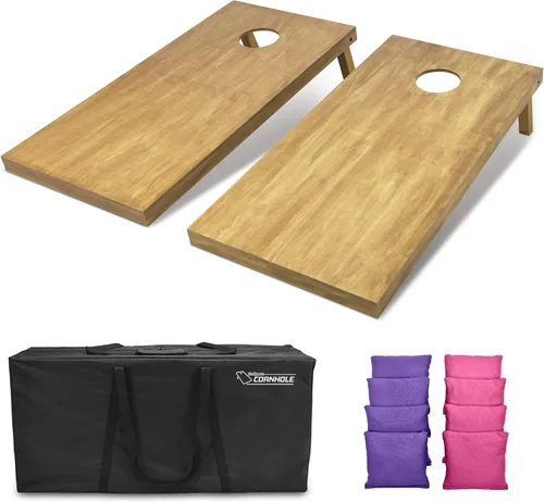 Miniatura 60 de GoSports 4 ft x 2 ft Regulation Size Wooden Cornhole Boards Set with Light Brown Finish - Includes Carrying Case and Bean Bags Negro- gris