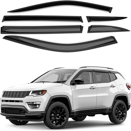 Miniatura 27 de Deflectores de ventana tintados ahumados con cinta adhesiva para ventana lateral, deflectores de lluvia compatibles con Honda Pilot 2016-2022 - 4