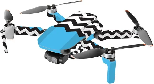 Miniatura 2 de MightySkins - Compatible con DJI Mini 2 Dron portátil – Baby Blue Chevron Funda protectora de vinilo duradera y única Fácil de aplicar y cambiar