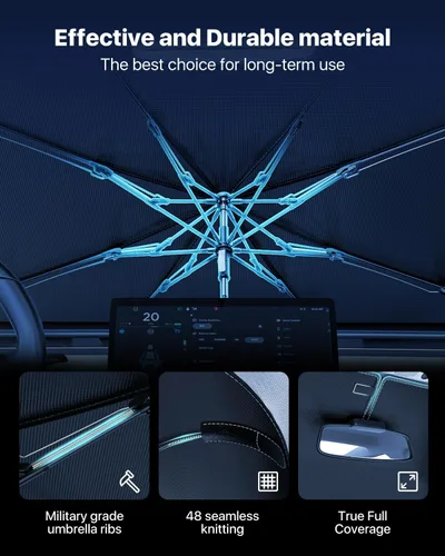 Miniatura 8 de Parasol mejorado para parabrisas Nmoiss para automóvil, revestimiento de vinilo, protege el automóvil de los rayos solares y daños por calor, te