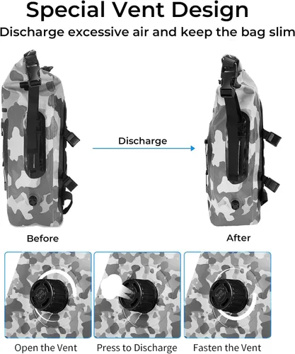 Miniatura 5 de Mochila impermeable para hombres y mujeres – Mochila flotante enrollable para kayak, rafting, canotaje, playa (negro)