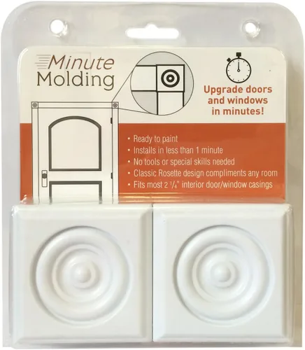 Miniatura 2 de 2 piezas Minute Molding Classic Plastic Block Rosette (2-3/4 pulgadas) para puertas y ventanas interiores (83051)
