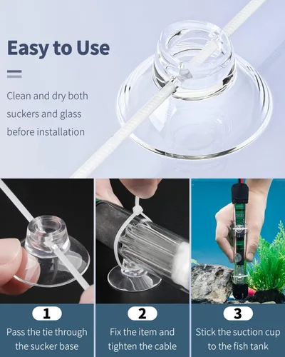 Miniatura 6 de Pawfly Paquete de 10 ventosas con 20 bridas ajustables para acuario, pecera, unión, musgo, camarones, esquivar nido