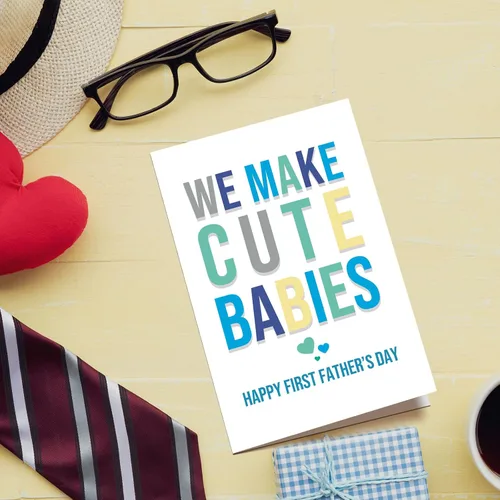 Miniatura 7 de Chenive Tarjeta de feliz primer día del padre para marido, divertida tarjeta del primer día del padre de parte de la esposa, ideas de regalo
