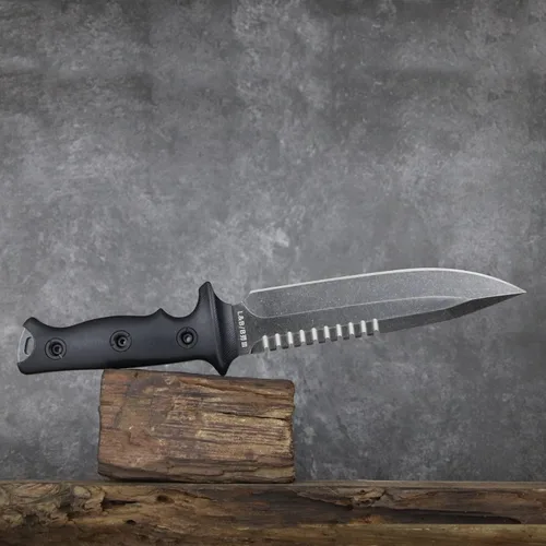 Miniatura 3 de Cuchillo táctico de 11.5 pulgadas Full Tang Jungle Primitive Fixed, Dientes Dorsal afilados y cuchillo de supervivencia para campamento, mango