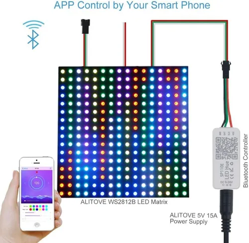 Miniatura 2 de ALITOVE WS2812B WS2811 direccionable LED Bluetooth controlador iOS Android App Control remoto inalámbrico DC 5V ~ 24V para SK6812 SK6812-RGBW WS2812
