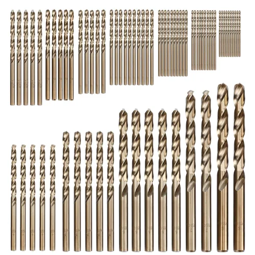 Miniatura 10 de Juego de 19 brocas métricas de cobalto M35, 0.039 in a 0.394 in (incrementos de 0.020 in), brocas helicoidales con acabado bronce, punta piloto
