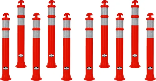 Miniatura 8 de RK DPOST2T - Poste delineador portátil de polietileno con base de goma octogonal de 13 libras, altura de 42 pulgadas de altura (juego de 4, naranja)