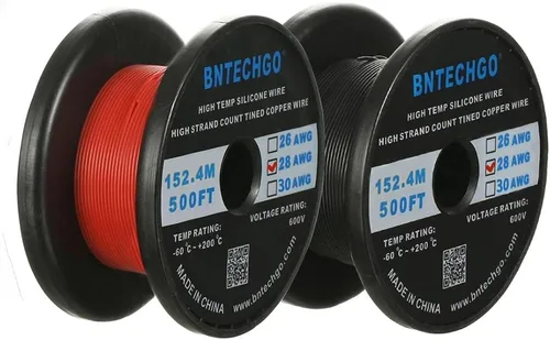 Miniatura 7 de BNTECHGO Carrete de alambre de silicona de calibre 28 rojo 250 pies Flexible 28 AWG alambre de cobre estañado trenzado