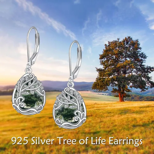 Miniatura 95 de Aretes colgantes con forma de lágrima de filigrana de piedra lunar de plata de ley 925 con cierre de palanca para mujer, regalos de joyería