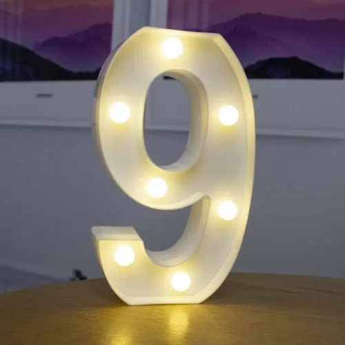 Miniatura 34 de anso Letras LED del alfabeto con números iluminados, letras de plástico blanco, decoración de pie de la A a la Z 0 ~ 9 (rosa corazón)