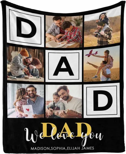 Miniatura 11 de InterestPrint Customized Blankets with Photos Gifts for Dad on Father's Day Birthday, Dad Blanket from Daughter Son Wife Personalized Throw Gifts