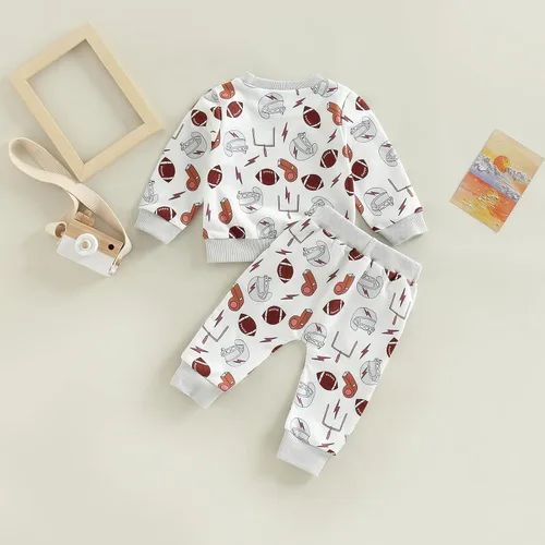 Miniatura 5 de Conjunto de 2 piezas de ropa de otoño e invierno de punto gofre, sudadera de manga larga y pantalones