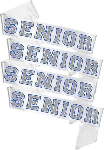 RhinestoneSash Senior 2025 - Fajas de graduación de satén de grado premium azul real - Suministros para fiestas de secundaria