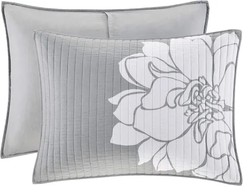 Miniatura 10 de Madison Park Lola Juego de colcha 100 % algodón, informal, floral, puntadas en canal, 365 días, ligero, colcha, almohadas decorativas, fundas, Rubor