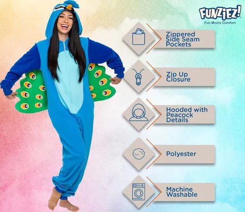 Miniatura 4 de FUNZIEZ! Pijama de pájaro una pieza Disfraz de loro adulto de felpa